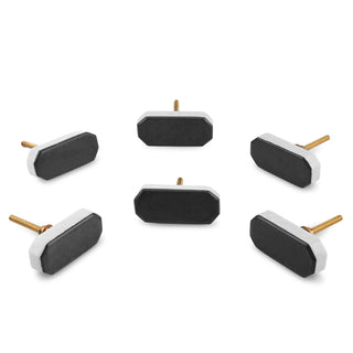 Black Marble Rectangle Cut knob ( set of 6 )