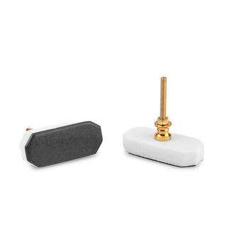 Black Marble Rectangle Cut knob ( set of 6 )