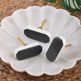 Black Marble Rectangle Cut knob ( set of 6 )