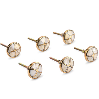 Marble Brass Knobs | Mother Of Pearl (Set of 6)