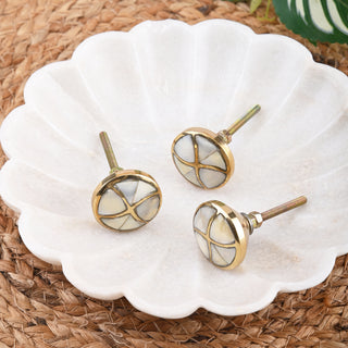 Marble Brass Knobs | Mother Of Pearl (Set of 6)