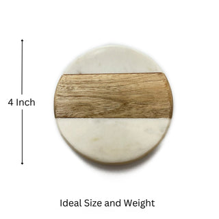Round Marble Coaster with Wooden (Set of 6)