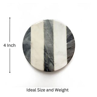 Marble Coaster 3 Black Stripe (Set of 6)