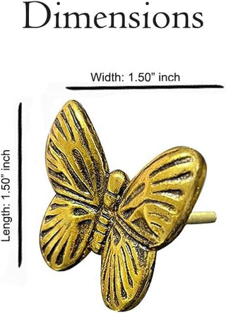 Gold Butterfly Brass Knobs (Set of 6)