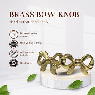 Rose Tie Bow Brass Knobs (Set of 6)