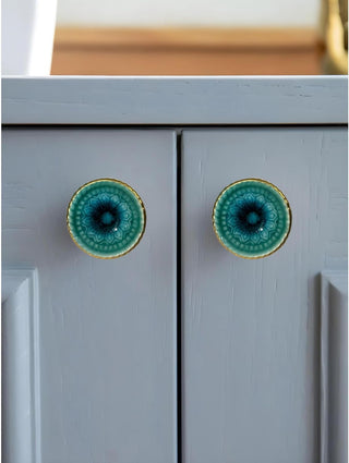 Marrakesh Ceramic Knob Turquoise ( Set Of 6 )