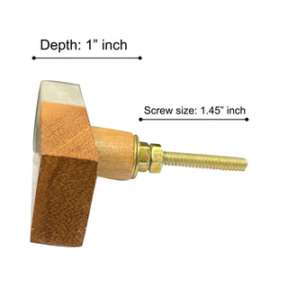 Acrylic Brass Inlay Wooden Rectangle Knobs (Set of 6)