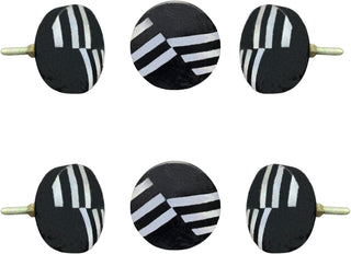 Renaksh Black Wooden Knobs | Mother of Pearl (Set of 6)