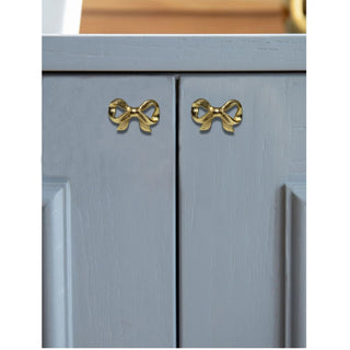 Rose Tie Bow Brass Knobs (Set of 6)