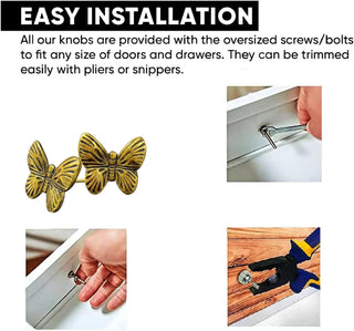 Gold Butterfly Brass Knobs (Set of 6)