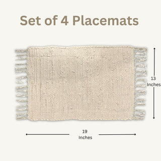 Perilla home Handmade Beige chindi Placemat (Set of 4)