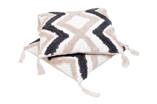 Black & Beige Geometric Diamond Cushion Cover (Set Of 2)