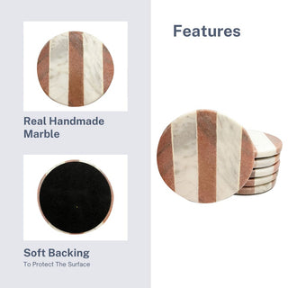 Marble Coaster 3 Pink Stripe (Set of 6)