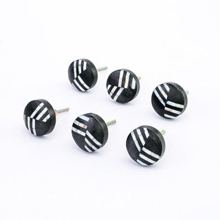 Renaksh Black Wooden Knobs | Mother of Pearl (Set of 6)