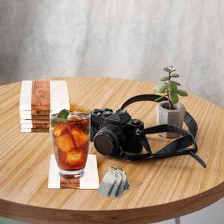 Square Marble and Wood Coaster (Set of 6)