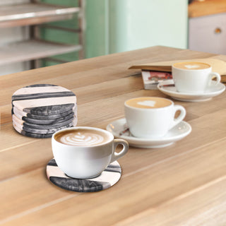 Marble Coaster 3 Black Stripe (Set of 6)