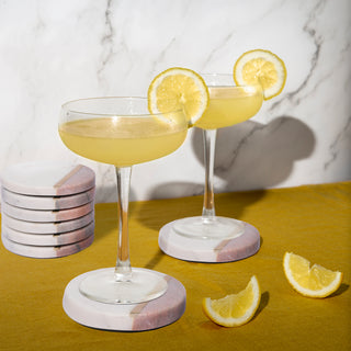 Pink and White Marble Coaster (Set of 6)
