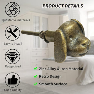Dog Face Metal Knobs (Set of 6)