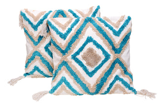 Teal Geometric Diamond Cushion Cover (Set Of 2)