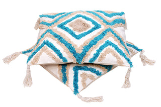 Teal Geometric Diamond Cushion Cover (Set Of 2)