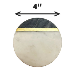 Black and White Marble Coaster with Brass Stirp (Set of 6)