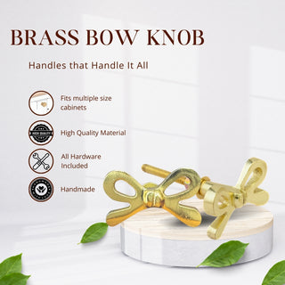 Brass Bow Ribbon Knobs (Set of 6)