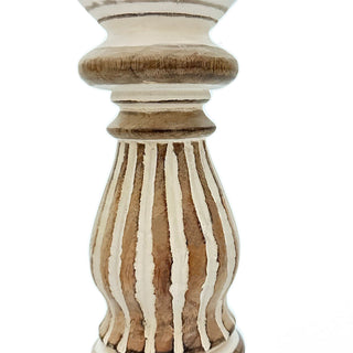 White Stripe Wooden Candle Holder ( Set of 3 )