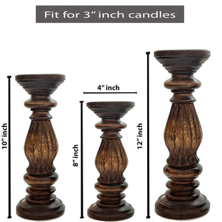 Dark Brown Wooden candle holder ( Set of 3 )
