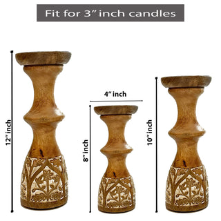 Half Leaf Wooden Candle Holder (Set of 3)
