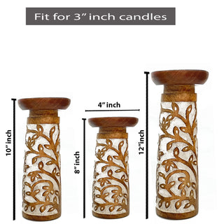 Full Leaf Wooden Candle Holder (Set of 3)