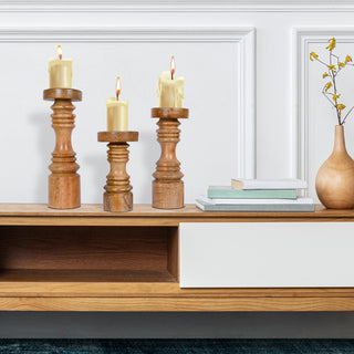 Simple Modern Light Brown Candle Holder (Set of 3)