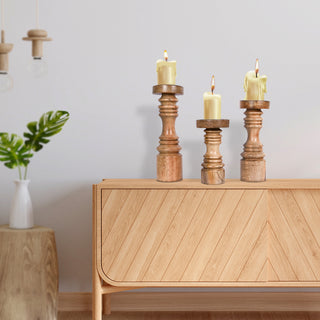 Simple Modern Light Brown Candle Holder (Set of 3)