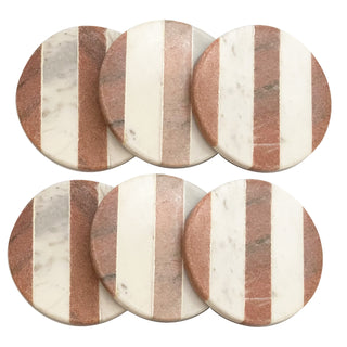 Marble Coaster 3 Pink Stripe (Set of 6)