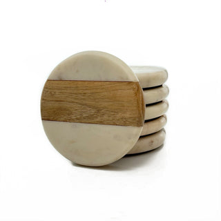 Round Marble Coaster with Wooden (Set of 6)