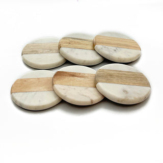 Round Marble Coaster with Wooden (Set of 6)
