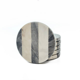 Marble Coaster 3 Black Stripe (Set of 6)