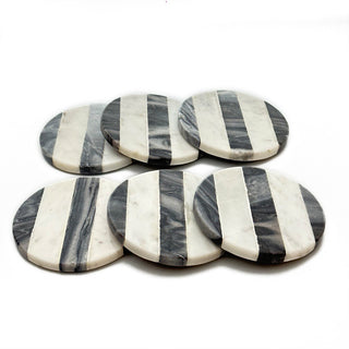 Marble Coaster 3 Black Stripe (Set of 6)