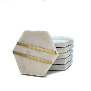 Hexagon Marble Coaster (Set of 6)
