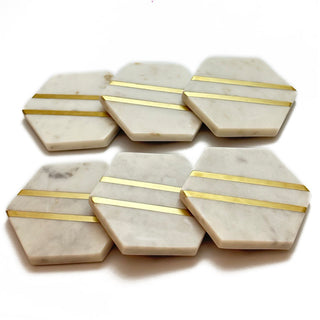 Hexagon Marble Coaster (Set of 6)