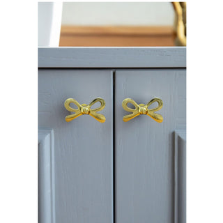 Brass Bow Ribbon Knobs (Set of 6)