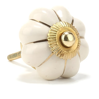 Off White Flower Ceramic Knobs ( Set of 6 )