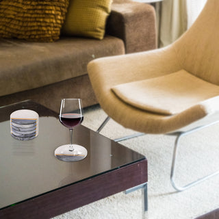 Black and White Marble Coaster with Brass Stirp (Set of 6)
