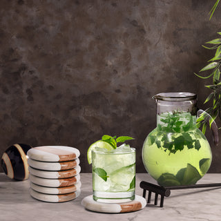 Round Marble Coaster with Wooden (Set of 6)