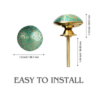 Sea Green Bologna Brass Knobs (Set of 6)