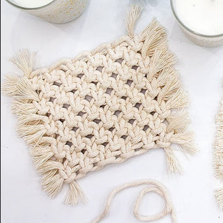 Macrame Handmade Rectangle Coasters  ( Set of 6)