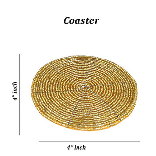 Golden Beaded Coaster and Placemat set (4+2)