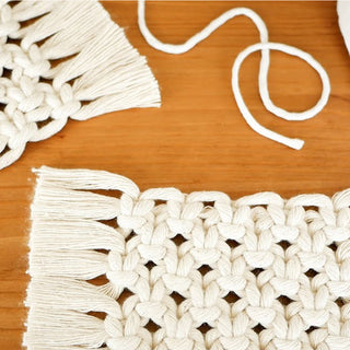 Macrame Handmade Rectangle Coasters  ( Set of 6)