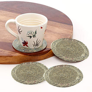 Silver Beaded Coaster and Placemat set (4+2)