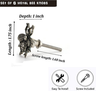 Set of 6 Chrome Bee Knob - Perilla Home