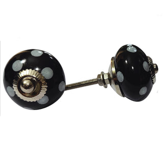 Sihi Black and White Spot Stripe Ceramic Knobs ( Set of 8 )